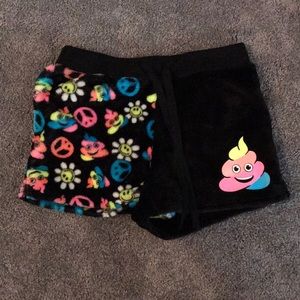 Girls Justice Poop Emoji Fuzzy Pajama Shorts